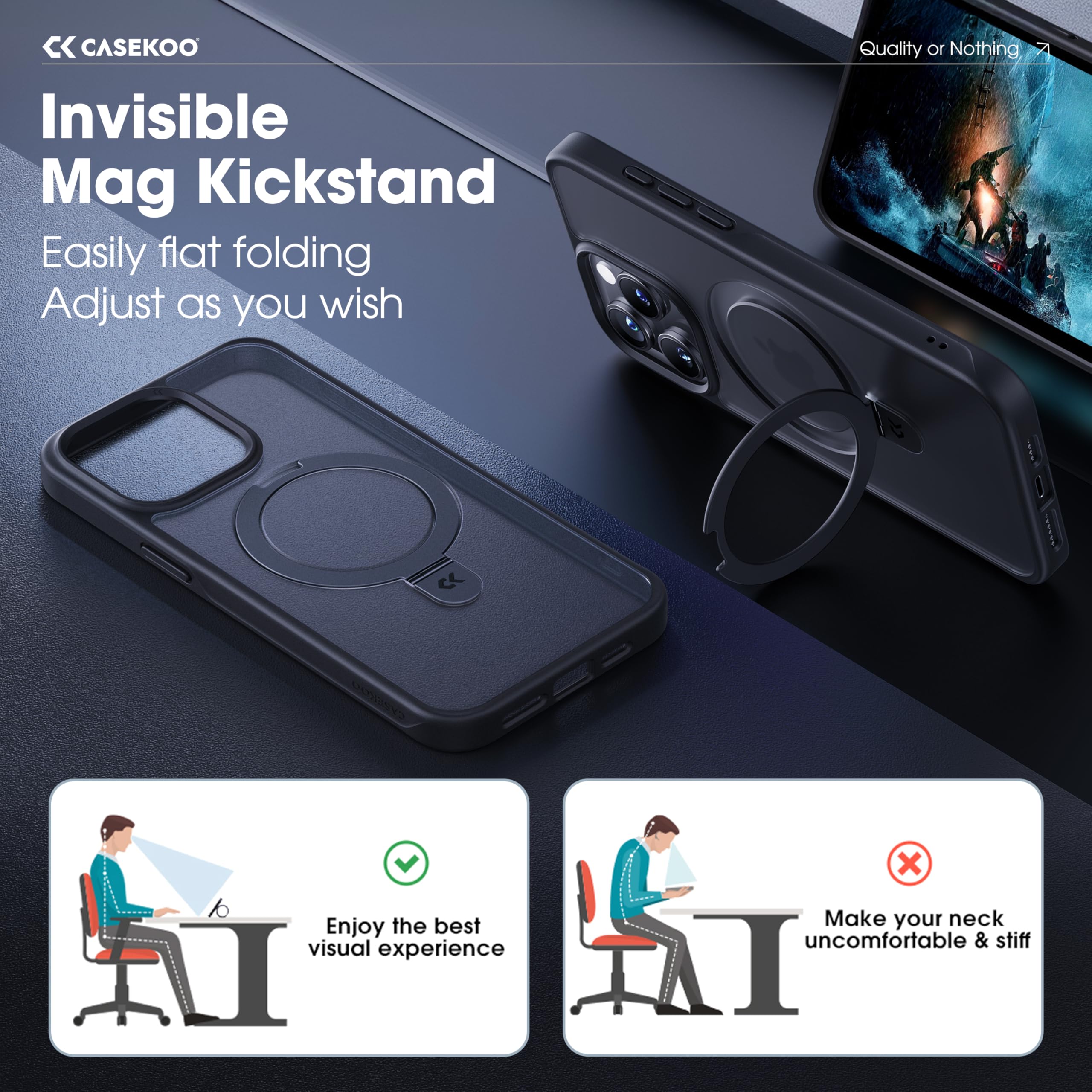 Foto 4 pulgar | Funda De Teléfono Casekoo Diseñada Para Iphone 15 Pro Con Soporte - Venta Internacional.