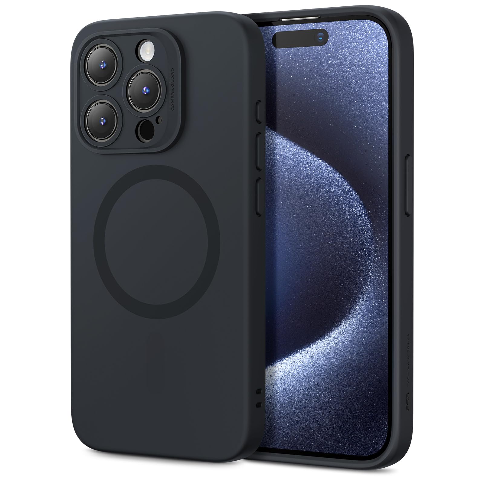 Foto 2 pulgar | Funda Esr Para Iphone 15 Pro Max Con Silicona Negra Magsafe - Venta Internacional.