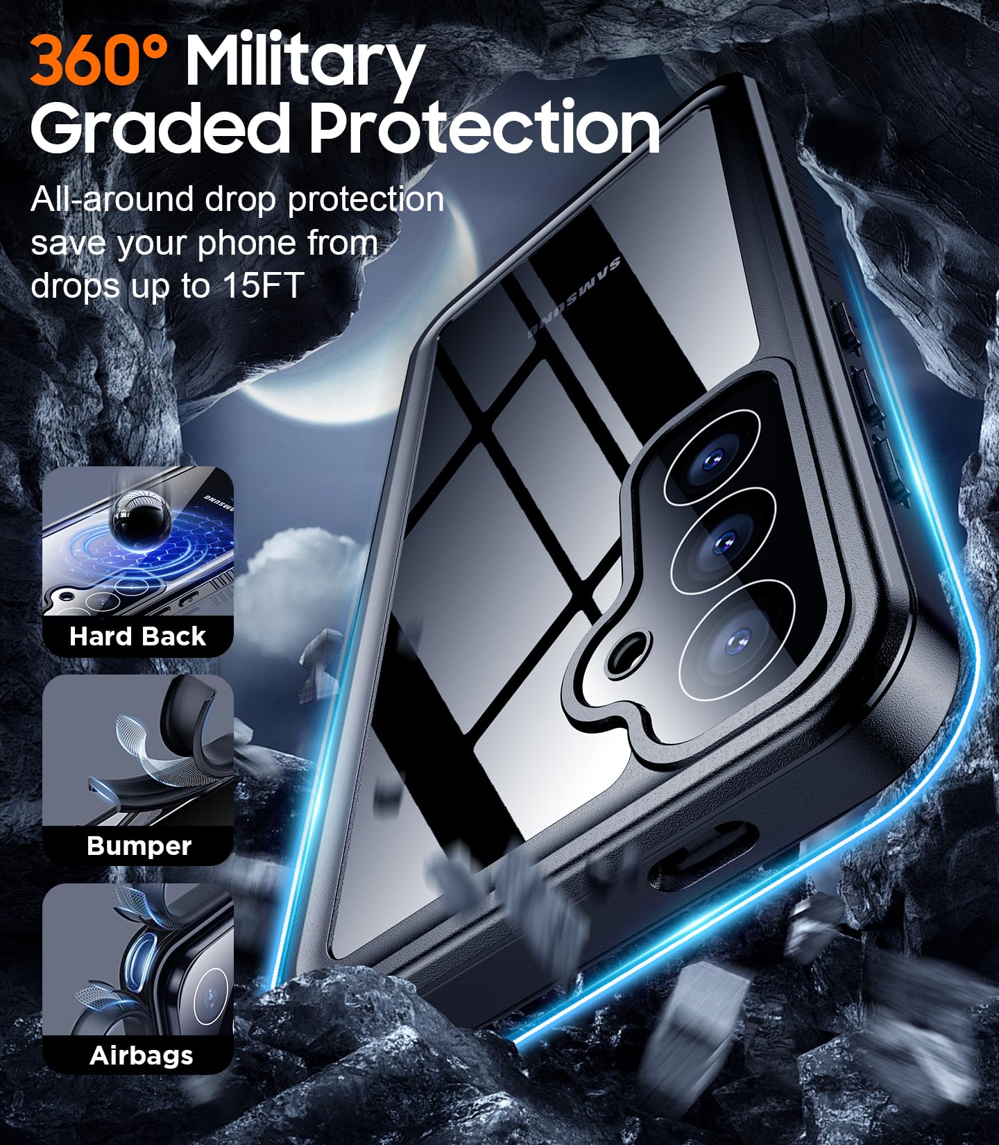 Foto 3 | Funda Temdan Impermeable Y A Prueba De Golpes Para Samsung Galaxy S24 Fe - Venta Internacional.