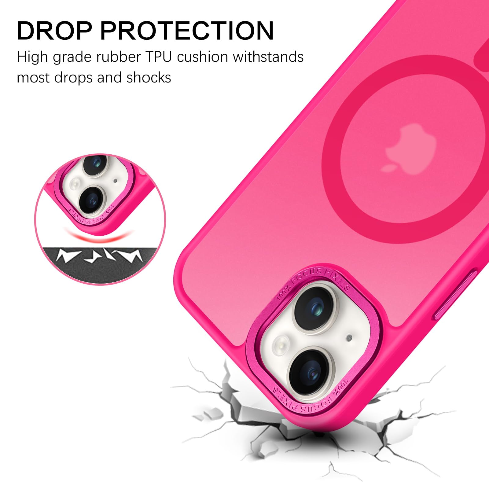 Foto 5 pulgar | Funda De Teléfono Bentoben Para Iphone 14 Plus, Translúcida, Rosa Intenso - Venta Internacional.