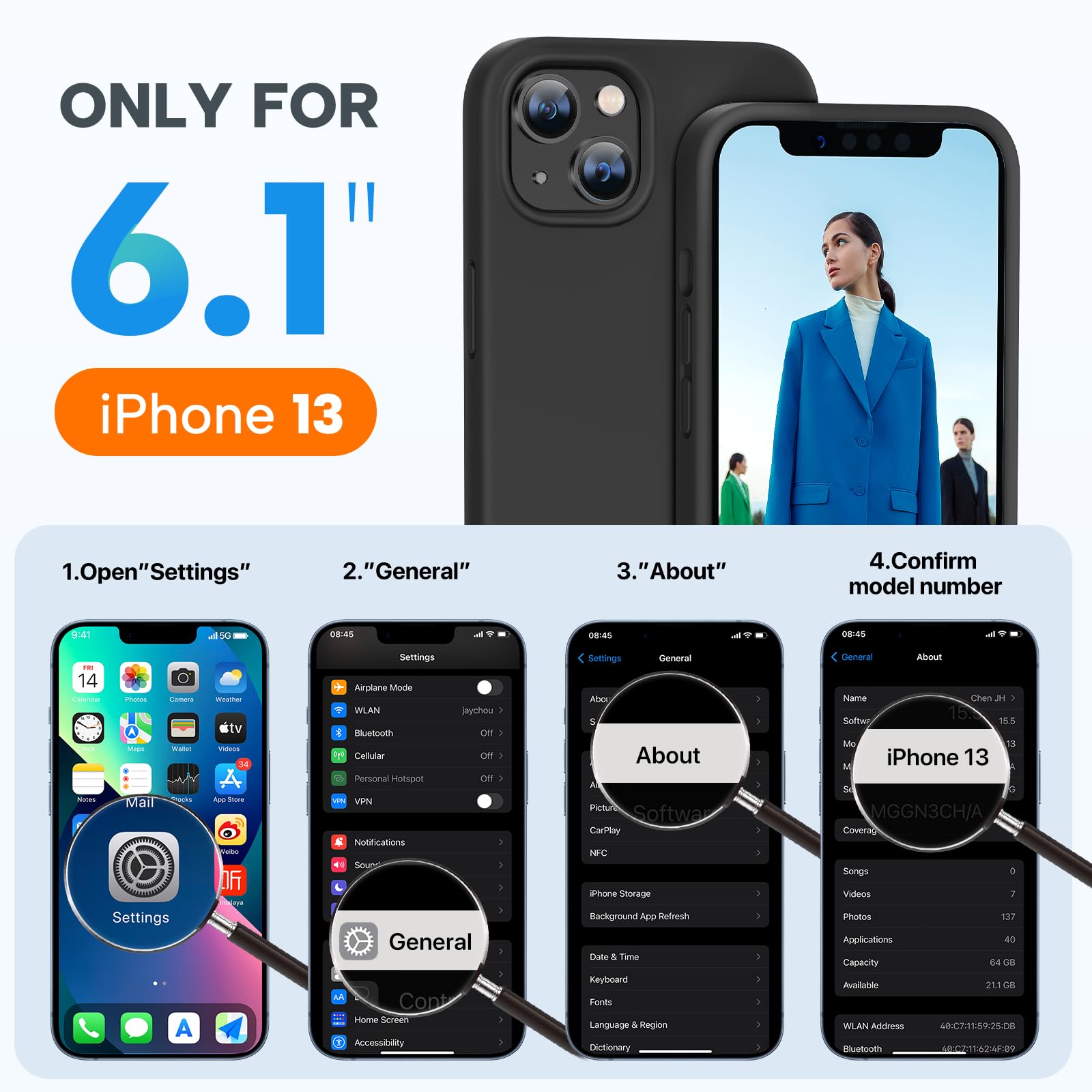 Foto 7 pulgar | Funda Miracase Diseñada Para Iphone 13 De 6.1 Pulgadas Con Pantalla - Venta Internacional.