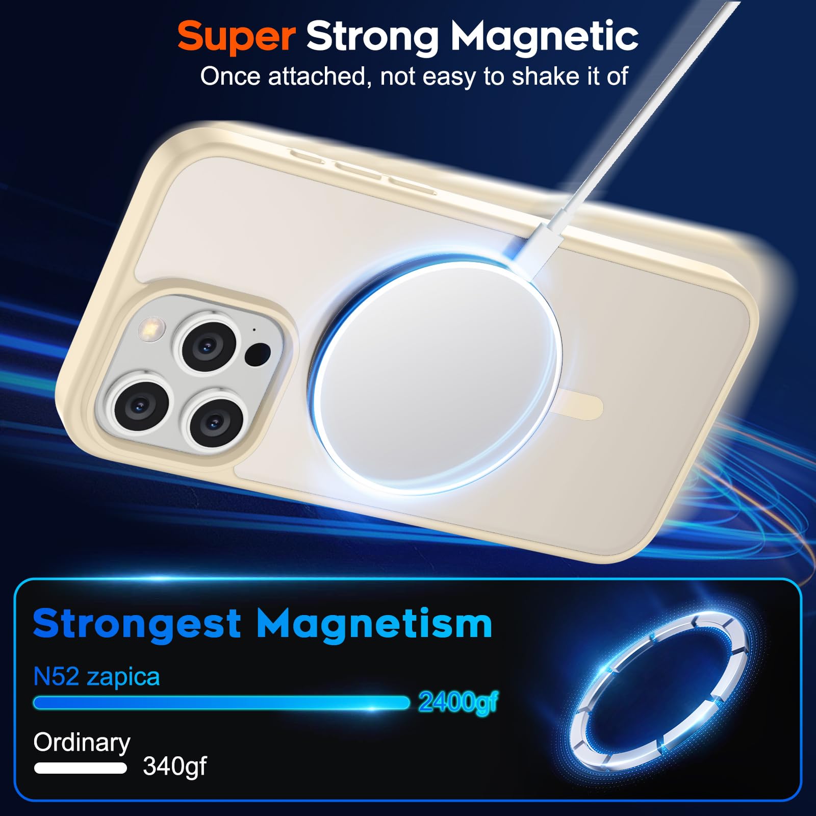 Foto 6 pulgar | Funda Magnética Supfine Para Iphone 15 Pro Max, Color Blanco Envejecido - Venta Internacional.