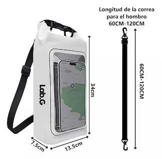 Foto 2 | Bolsa Seca 2 Litros Lab.g Bolsa Impermeable Móvil De Playa Nadar Blanco