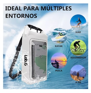 Foto 4 | Bolsa Seca 2 Litros Lab.g Bolsa Impermeable Móvil De Playa Nadar Blanco