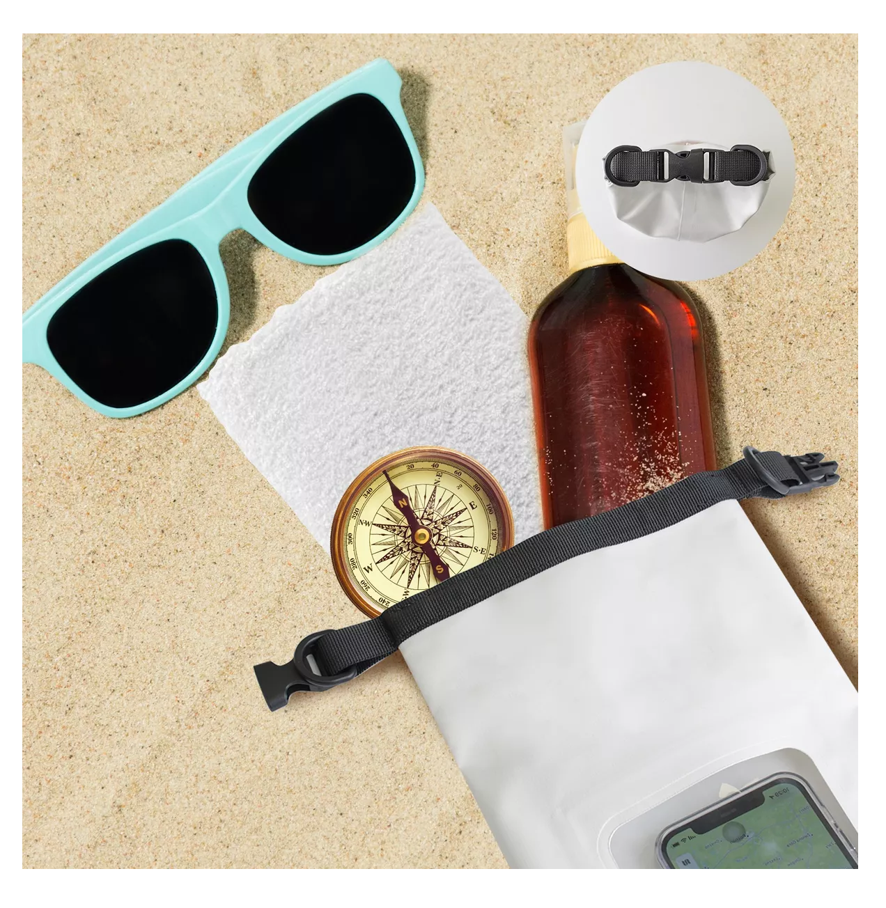 Foto 5 | Bolsa Seca 2 Litros Lab.g Bolsa Impermeable Móvil De Playa Nadar Blanco