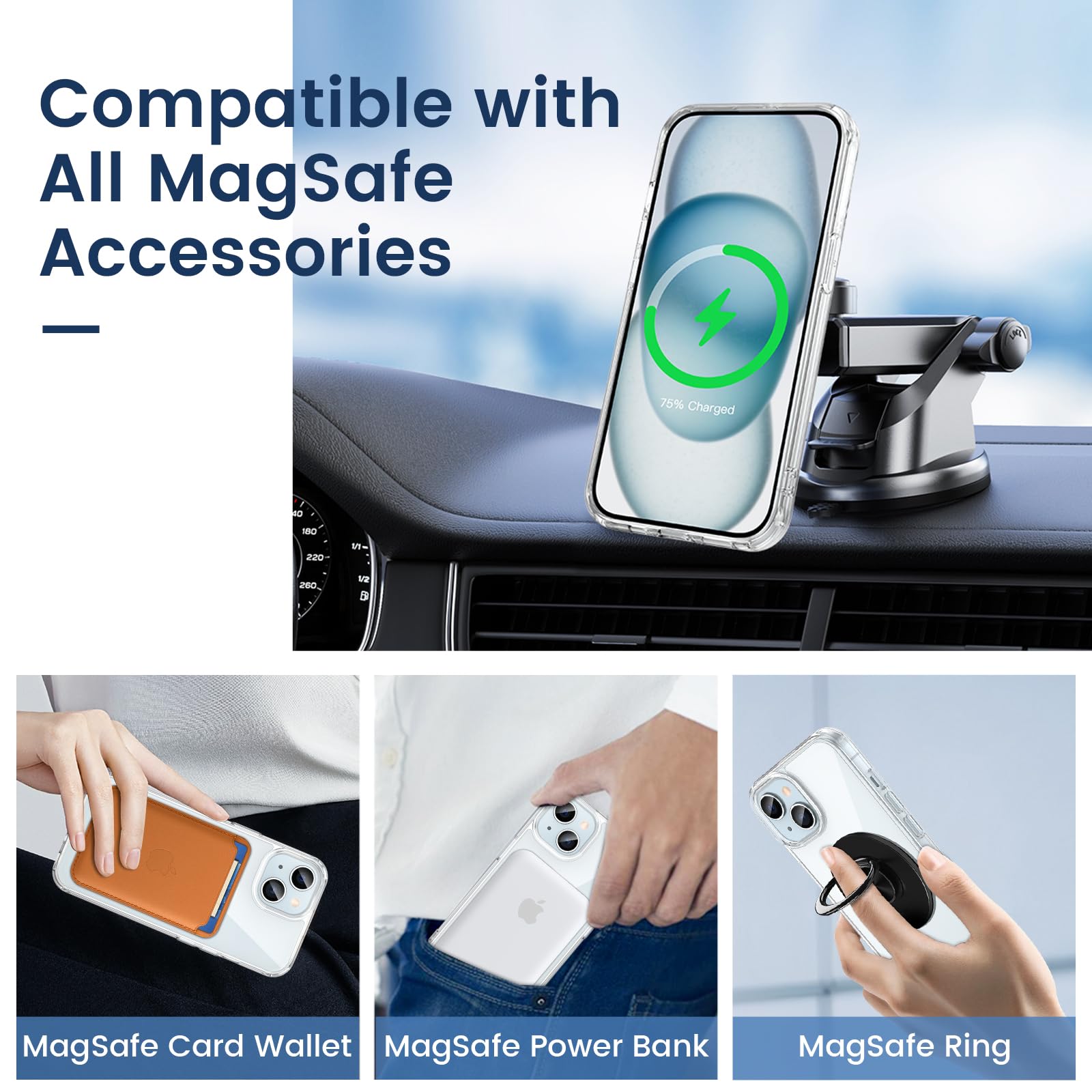 Foto 5 pulgar | Funda De Teléfono Vego Para Iphone 15 De 6.1 Pulgadas Con Magsafe Clear - Venta Internacional.