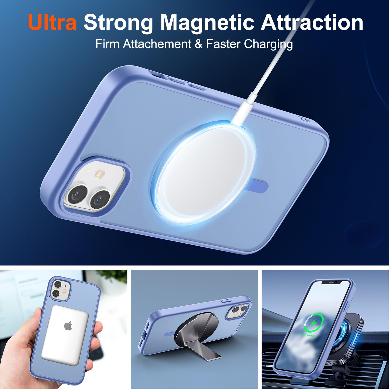 Foto 6 pulgar | Funda Magnética Supfine Para Iphone 12/12 Pro, Azul Y Morado - Venta Internacional.