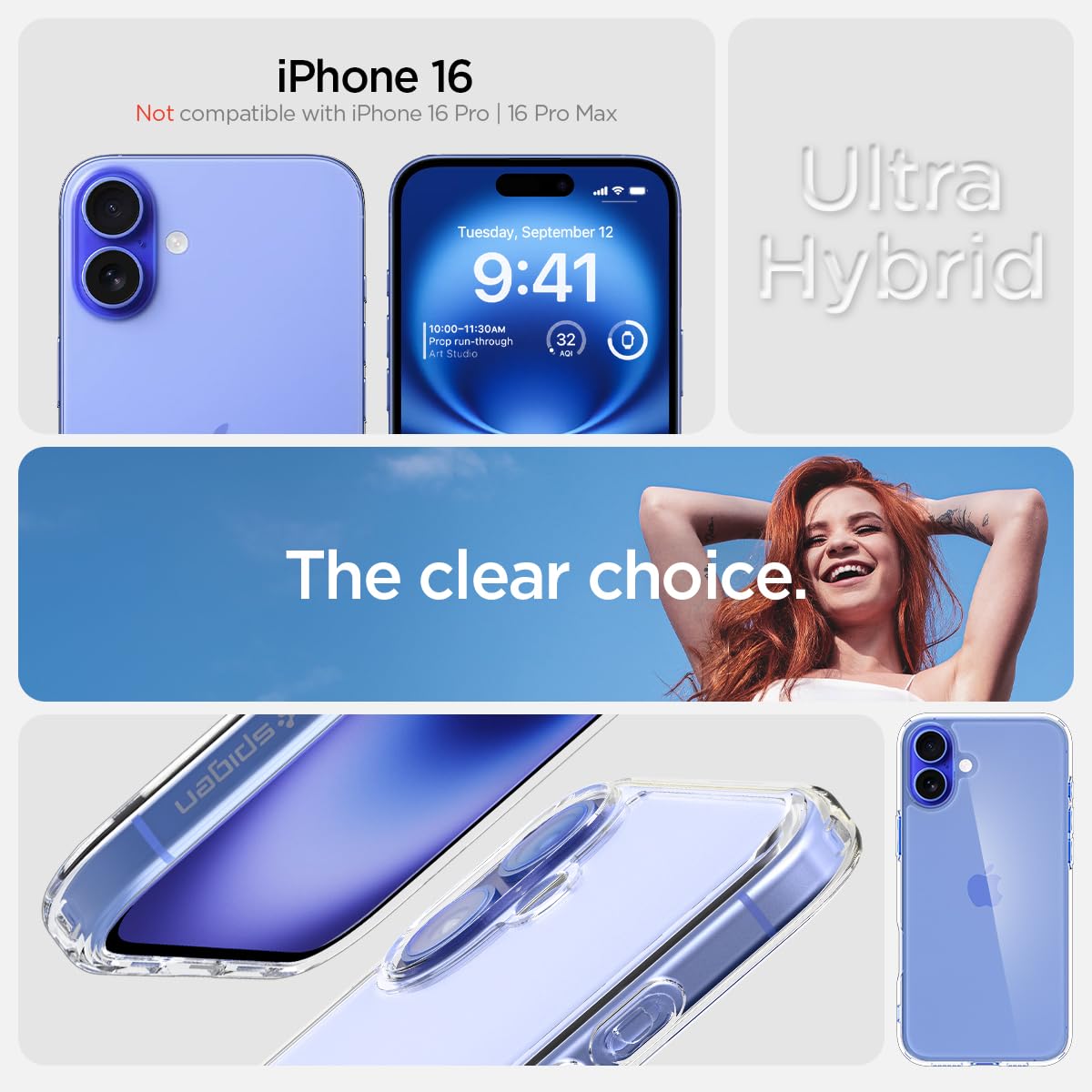 Foto 2 | Funda Spigen Ultra Hybrid Diseñada Para Iphone 16 Crystal - Venta Internacional.