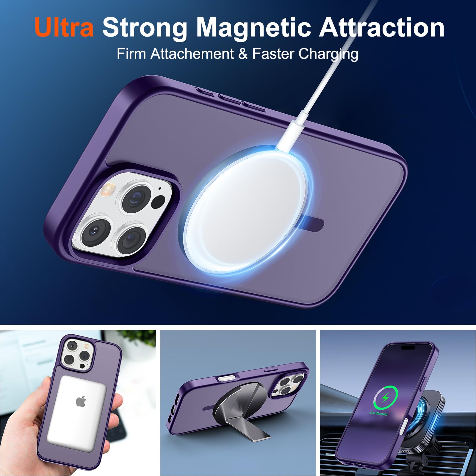Foto 6 pulgar | Funda Magnética Supfine Para Iphone 16 Pro Max, Color Morado Oscuro - Venta Internacional.