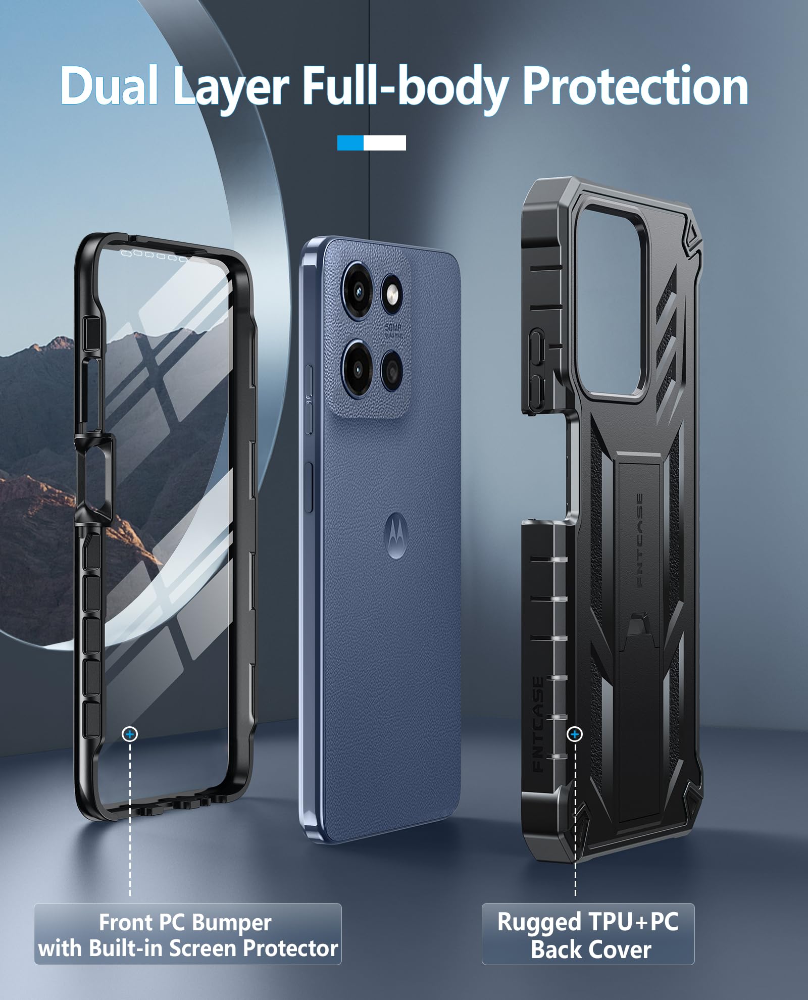 Foto 4 pulgar | Funda De Teléfono Fntcase Para Motorola Moto G 5g 2025 Con Soporte - Venta Internacional.