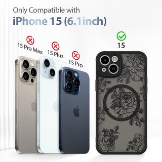 Foto 7 | Funda De Teléfono Aigomara Para Iphone 15 Con Magsafe Black Flower - Venta Internacional.
