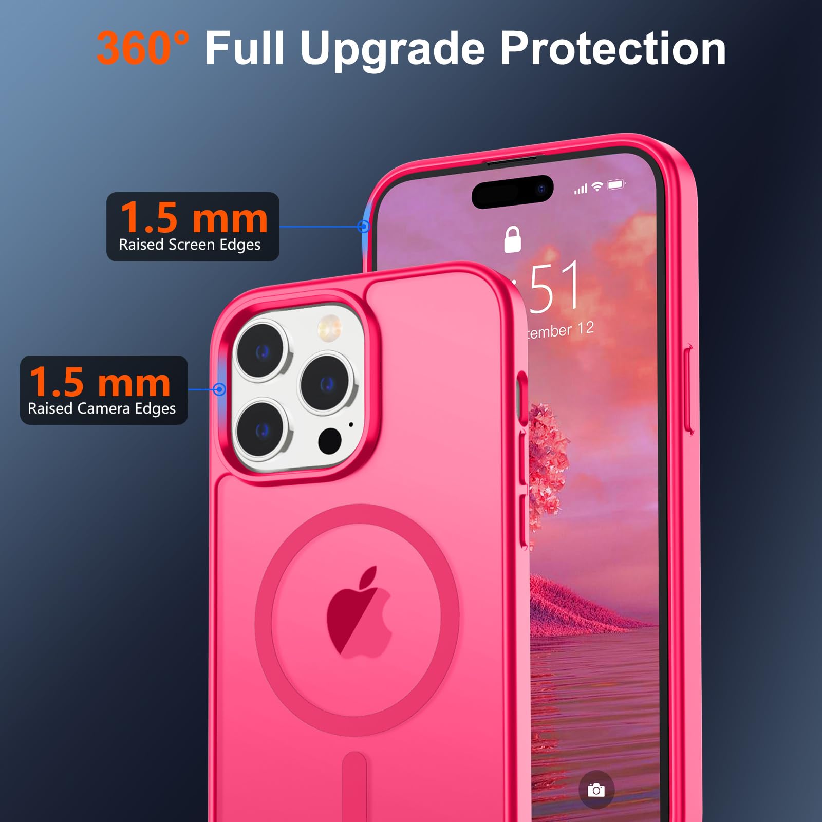 Foto 4 | Funda Magnética Supfine Para Iphone 14 Pro Max, Color Rosa Intenso - Venta Internacional.