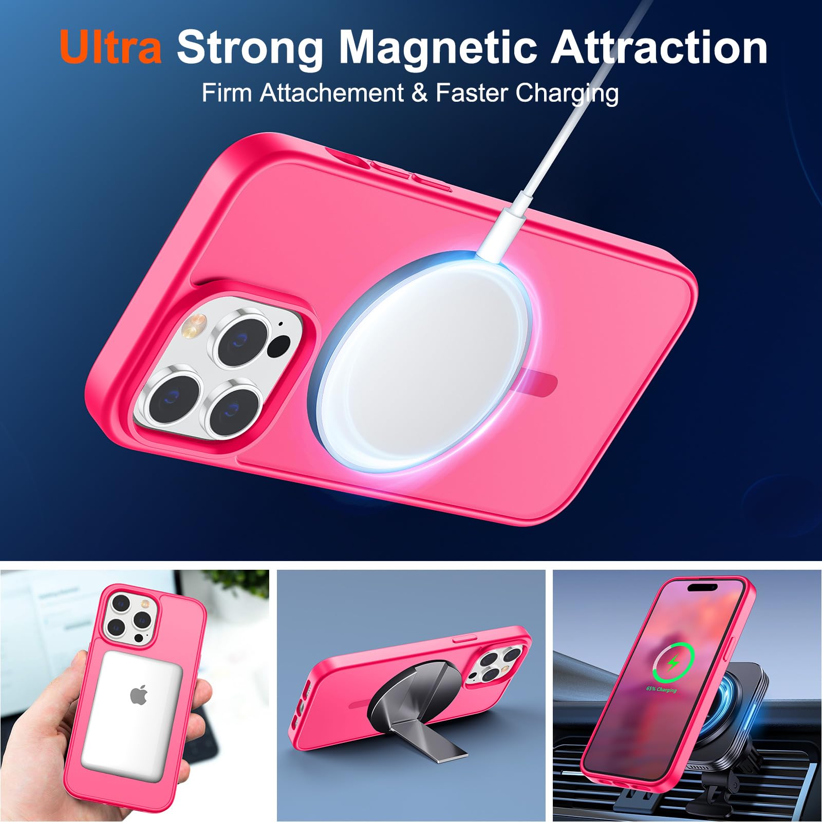 Foto 6 pulgar | Funda Magnética Supfine Para Iphone 14 Pro Max, Color Rosa Intenso - Venta Internacional.