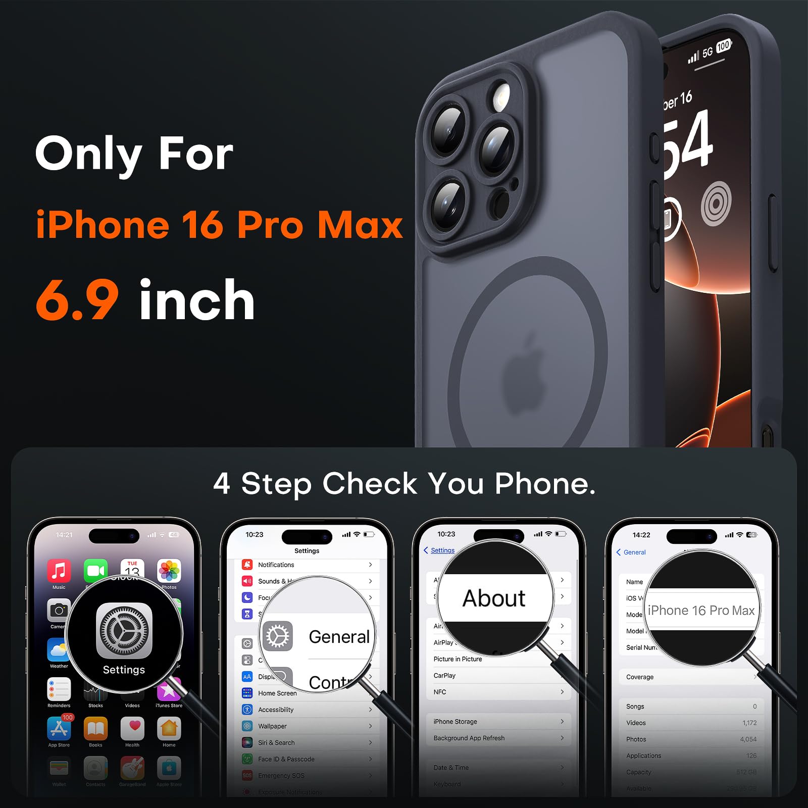 Foto 2 | Funda De Teléfono Tocol 3 En 1 Para Iphone 16 Pro Max De 6.9 Pulgadas Negra - Venta Internacional.