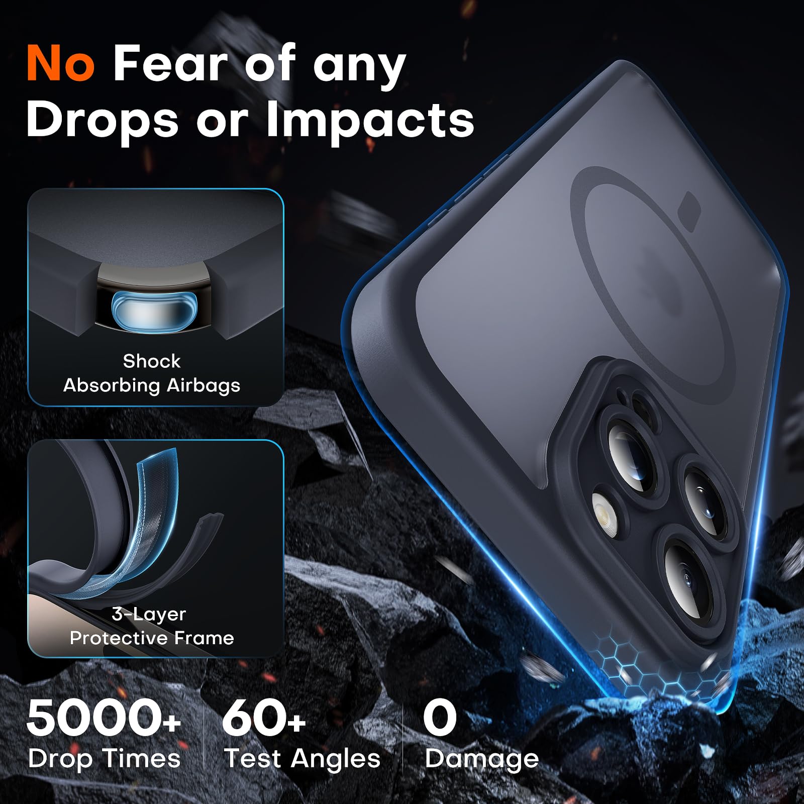 Foto 4 | Funda De Teléfono Tocol 3 En 1 Para Iphone 16 Pro Max De 6.9 Pulgadas Negra - Venta Internacional.