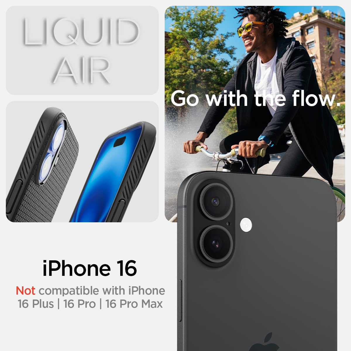 Foto 2 | Funda Spigen Liquid Air Para Iphone 16, Color Negro Mate - Venta Internacional.