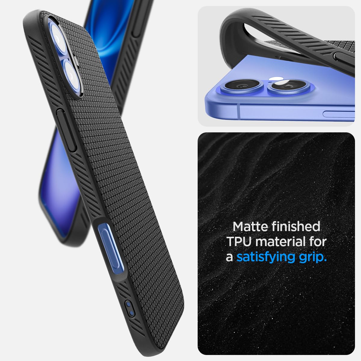 Foto 4 | Funda Spigen Liquid Air Para Iphone 16, Color Negro Mate - Venta Internacional.