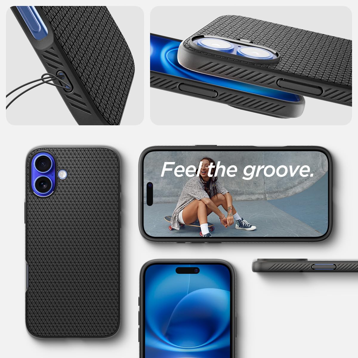Foto 7 | Funda Spigen Liquid Air Para Iphone 16, Color Negro Mate - Venta Internacional.