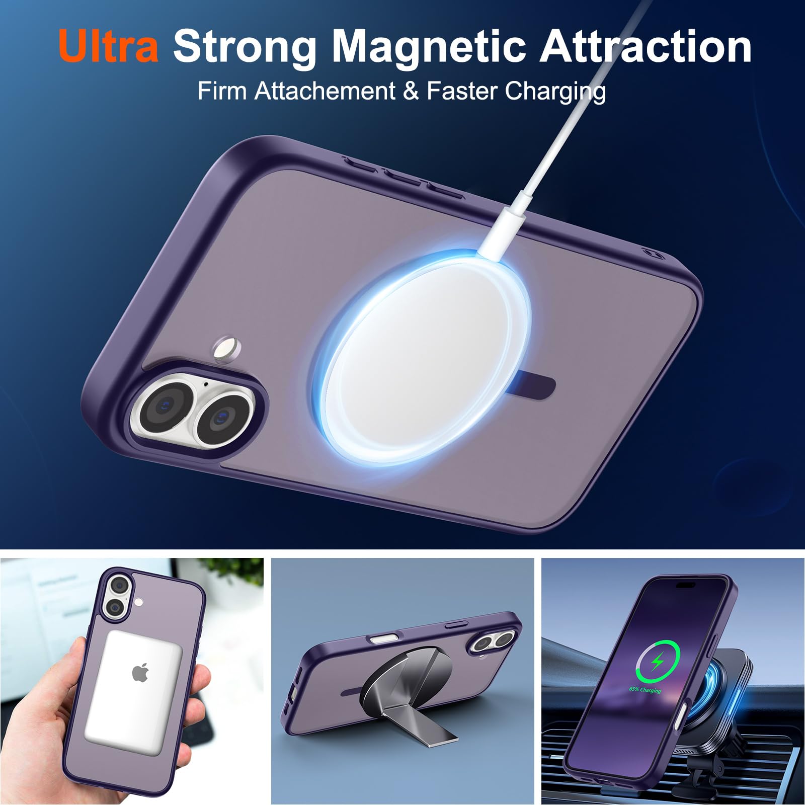 Foto 6 pulgar | Funda Magnética Supfine Para Iphone 16, Color Morado Oscuro - Venta Internacional.