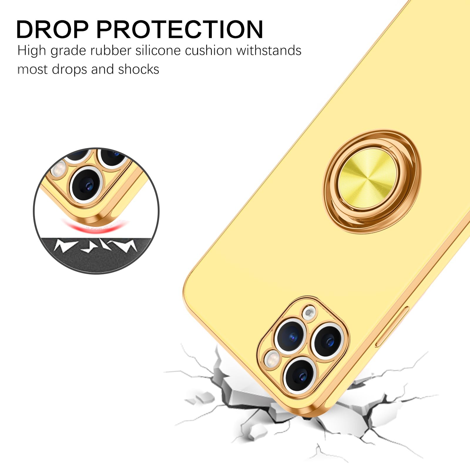 Foto 4 pulgar | Funda De Teléfono Bentoben Para Iphone 11 Pro Max Con Soporte Amarillo - Venta Internacional.