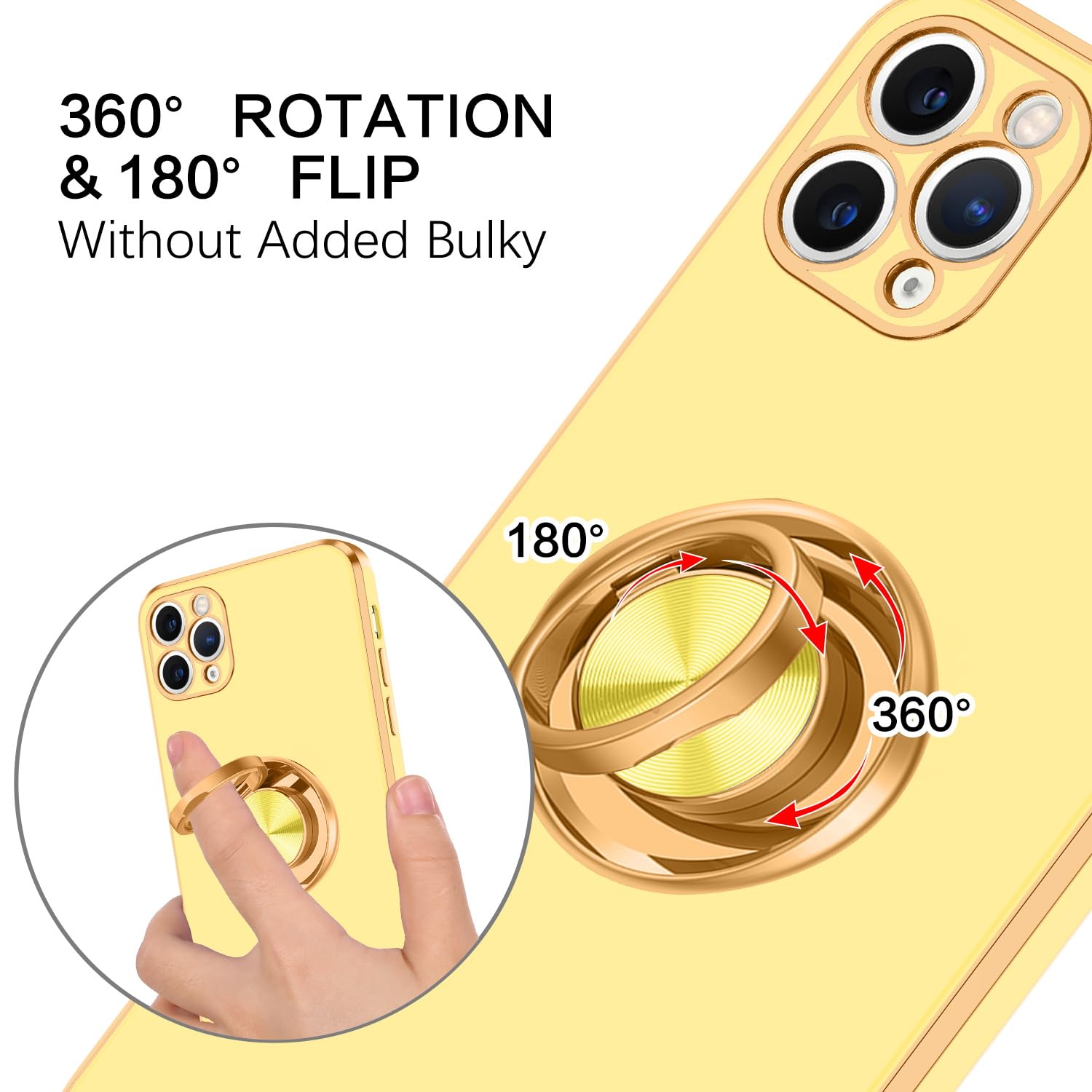 Foto 6 pulgar | Funda De Teléfono Bentoben Para Iphone 11 Pro Max Con Soporte Amarillo - Venta Internacional.