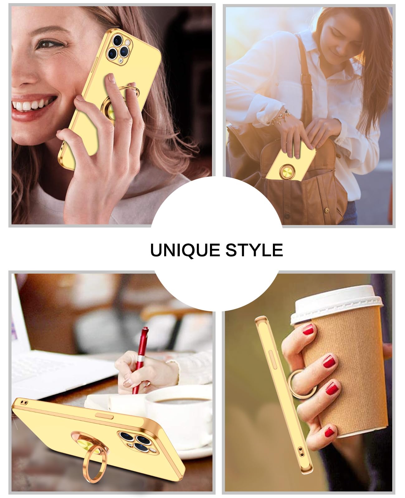 Foto 8 pulgar | Funda De Teléfono Bentoben Para Iphone 11 Pro Max Con Soporte Amarillo - Venta Internacional.