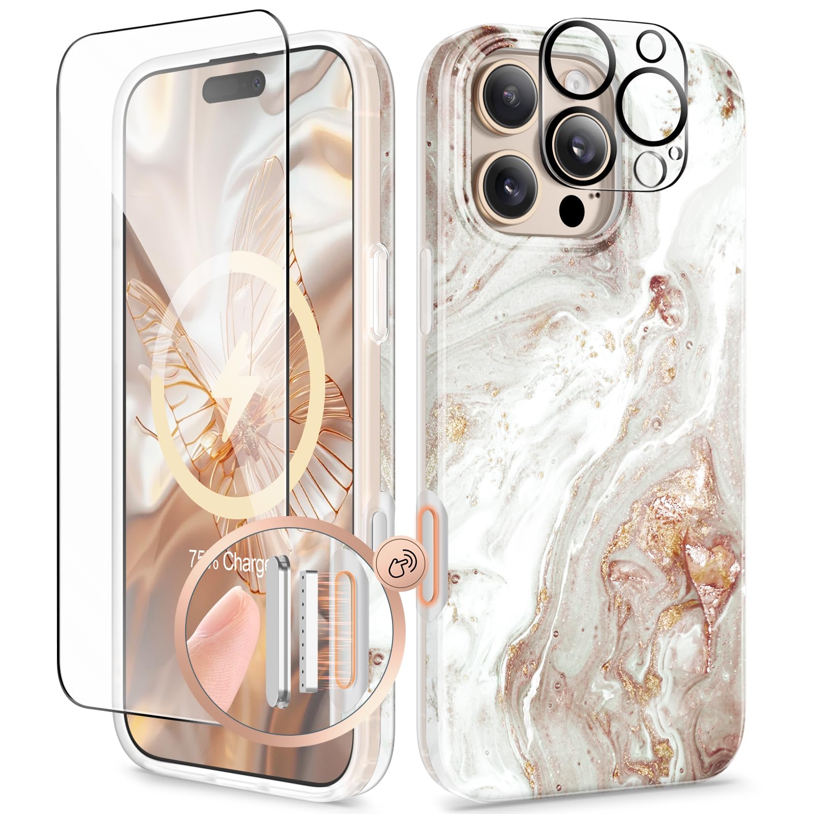 Foto 2 pulgar | Funda De Teléfono Gviewin Para Iphone 16 Pro Con Protectores De Pantalla Y Lentes - Venta Internacional.
