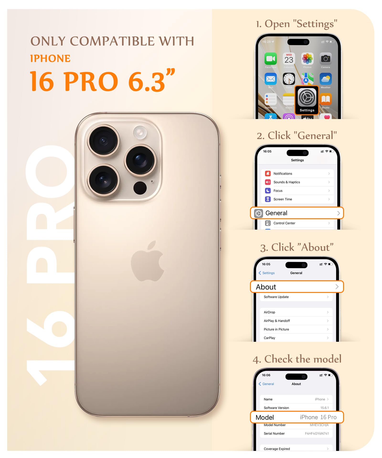 Foto 3 pulgar | Funda De Teléfono Gviewin Para Iphone 16 Pro Con Protectores De Pantalla Y Lentes - Venta Internacional.