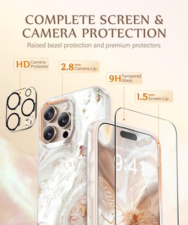 Foto 7 | Funda De Teléfono Gviewin Para Iphone 16 Pro Con Protectores De Pantalla Y Lentes - Venta Internacional.