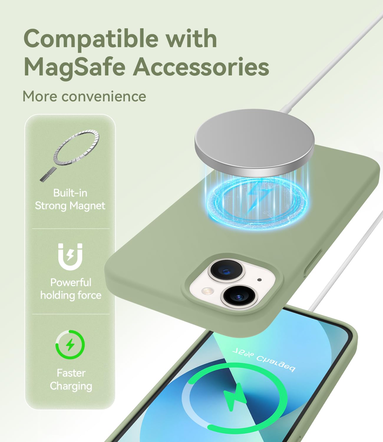 Foto 4 pulgar | Funda Magnética Aotesier Para Iphone 13 Mini, Color Verde Té - Venta Internacional.