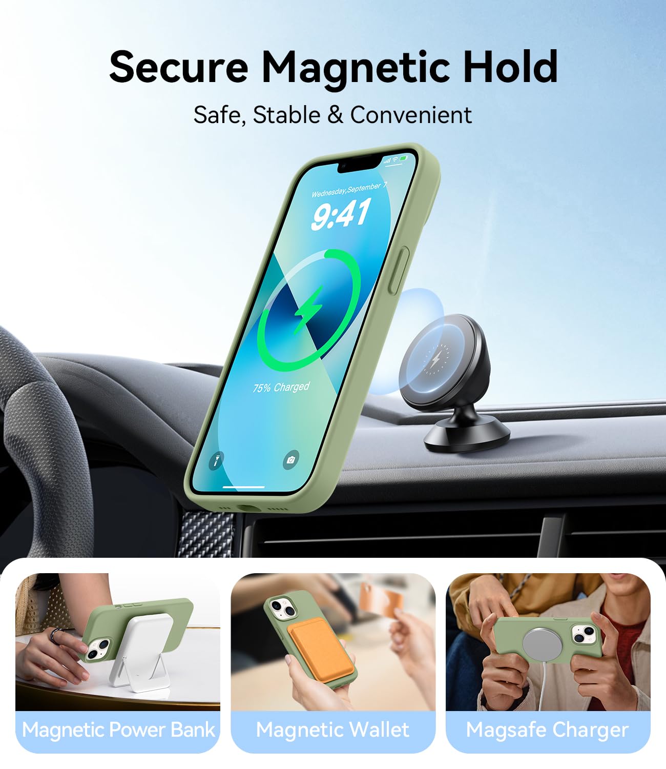 Foto 5 pulgar | Funda Magnética Aotesier Para Iphone 13 Mini, Color Verde Té - Venta Internacional.