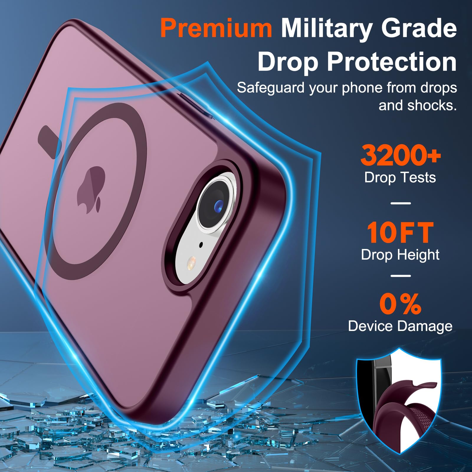 Foto 4 pulgar | Funda Magnética Supfine Para Iphone 16e 2025, Color Rojo Vino - Venta Internacional.