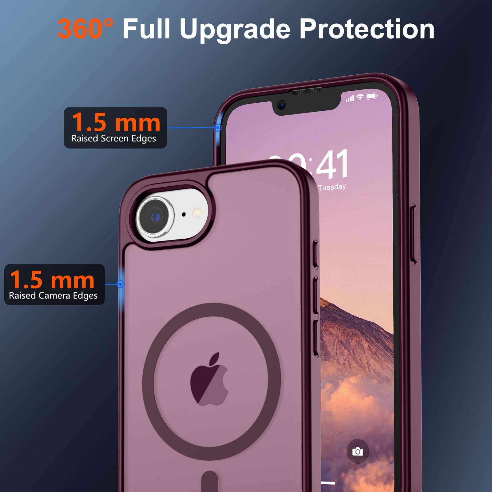 Foto 5 pulgar | Funda Magnética Supfine Para Iphone 16e 2025, Color Rojo Vino - Venta Internacional.