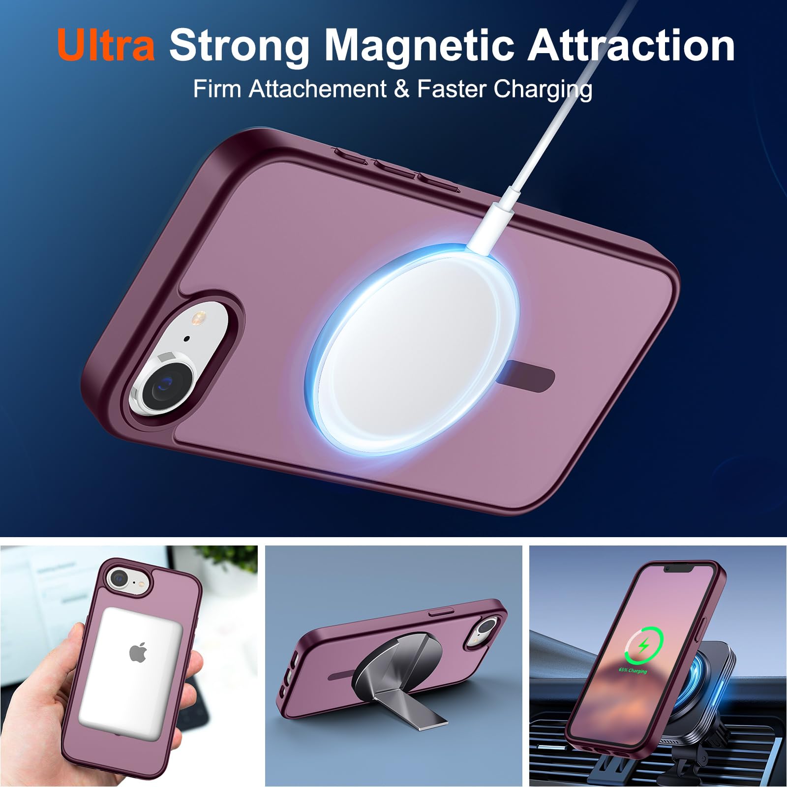 Foto 6 pulgar | Funda Magnética Supfine Para Iphone 16e 2025, Color Rojo Vino - Venta Internacional.