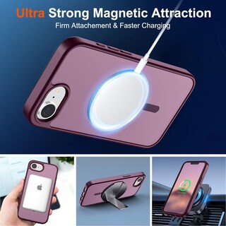 Foto 5 | Funda Magnética Supfine Para Iphone 16e 2025, Color Rojo Vino - Venta Internacional.
