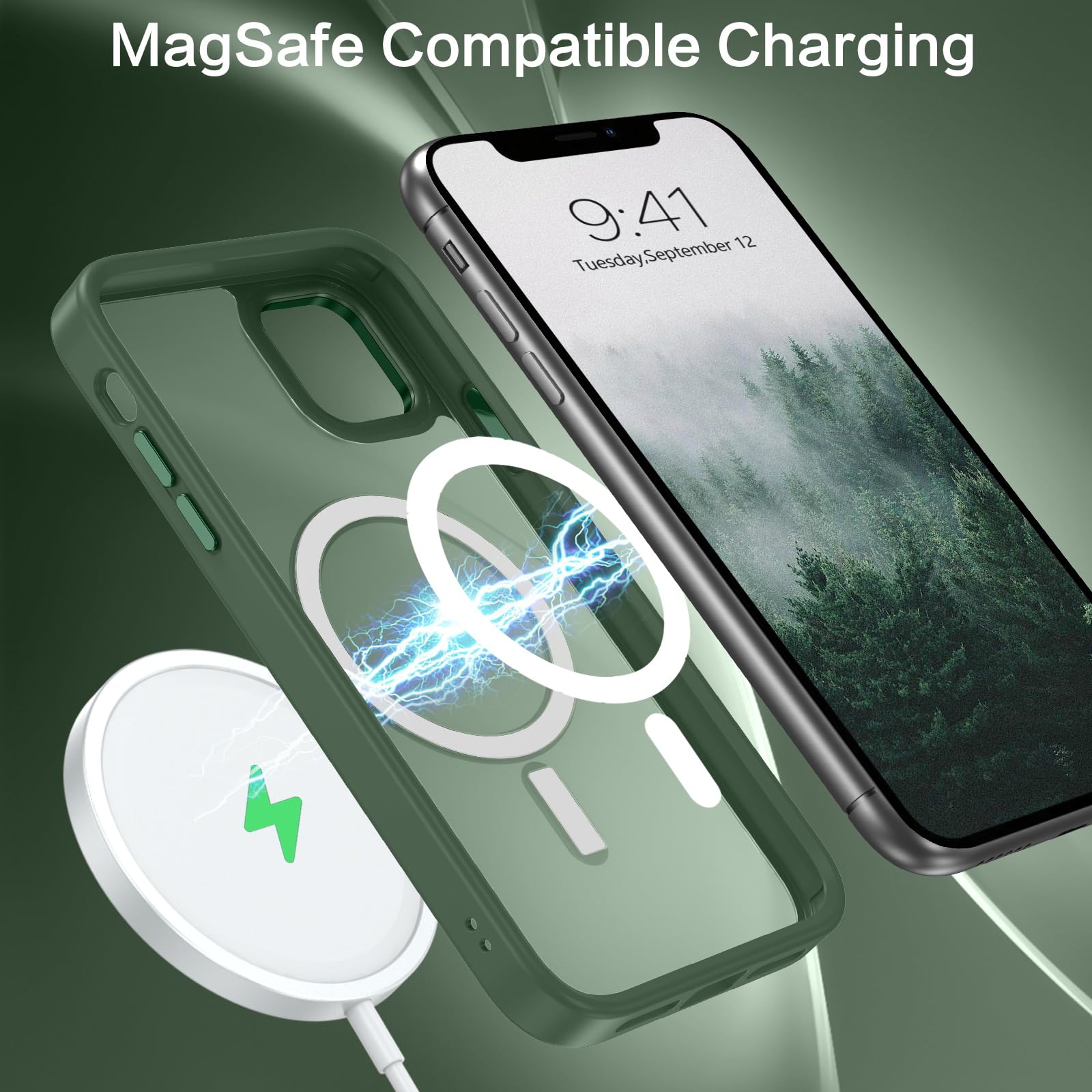 Foto 3 pulgar | Funda De Teléfono Bentoben Para Iphone 11, Magnética, Color Verde Translúcido - Venta Internacional.