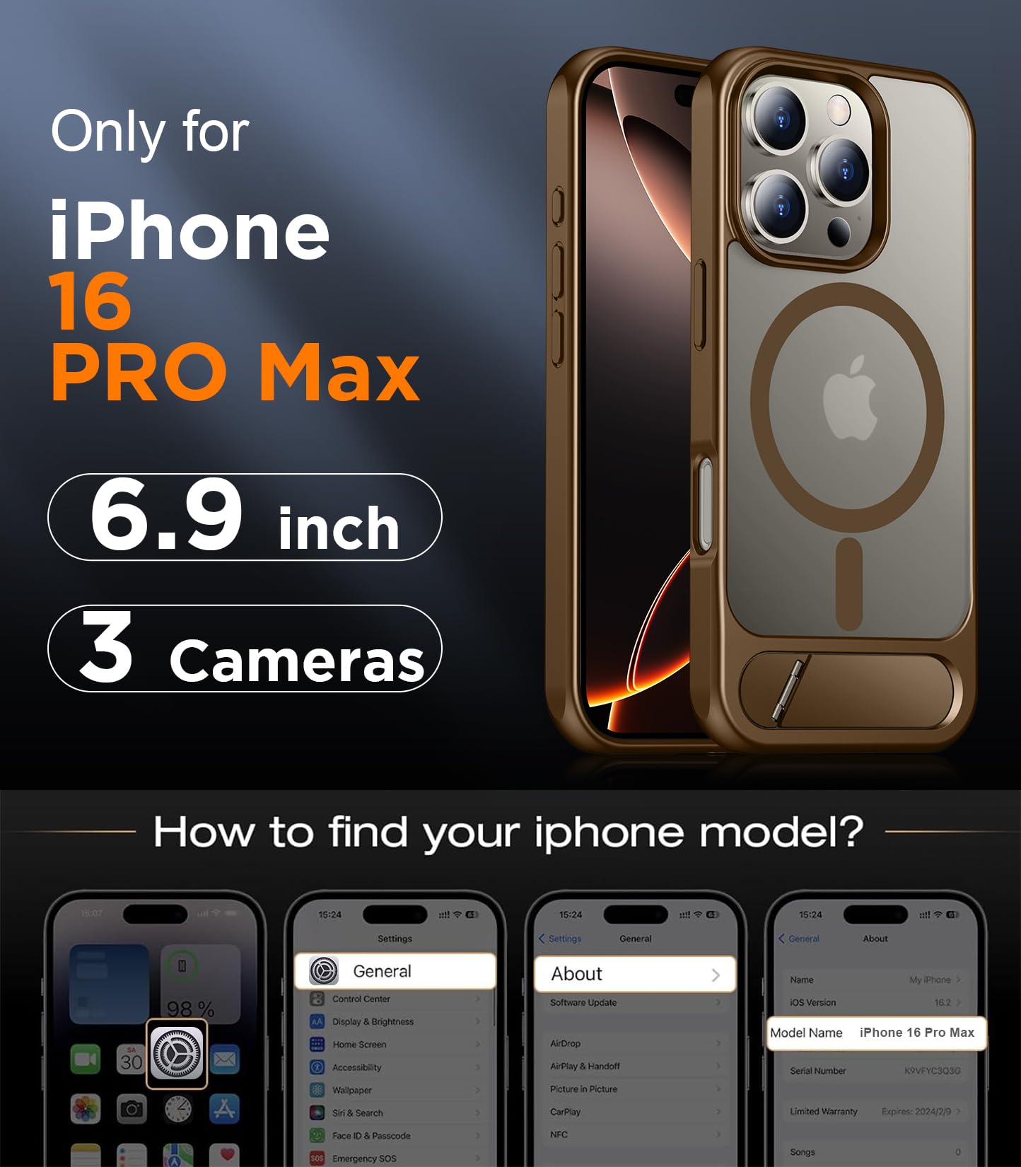 Foto 4 pulgar | Funda De Teléfono Temdan Magnetic Compatible Con Iphone 16 Pro Max - Venta Internacional.