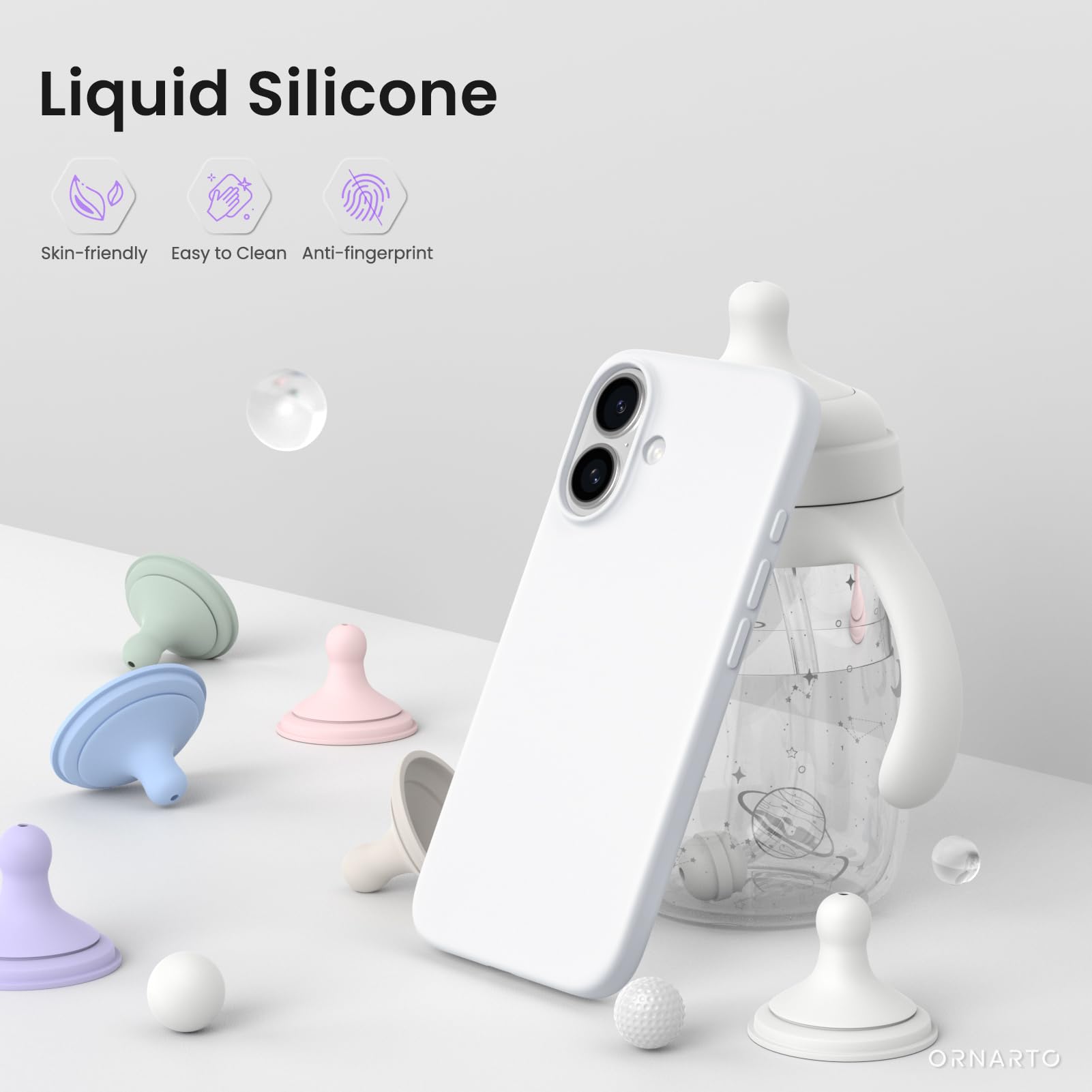 Foto 3 | Funda De Teléfono Ornarto Compatible Con Iphone 16 6.1 - Blanca - Venta Internacional.
