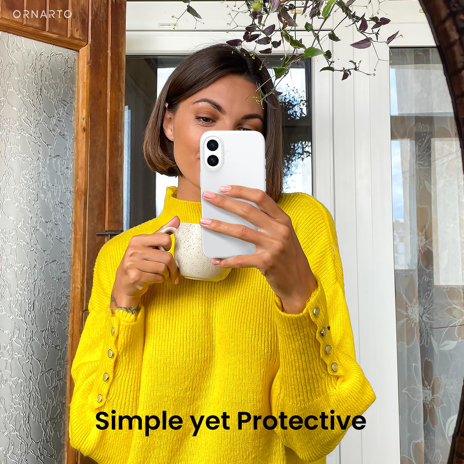Foto 6 | Funda De Teléfono Ornarto Compatible Con Iphone 16 6.1 - Blanca - Venta Internacional.