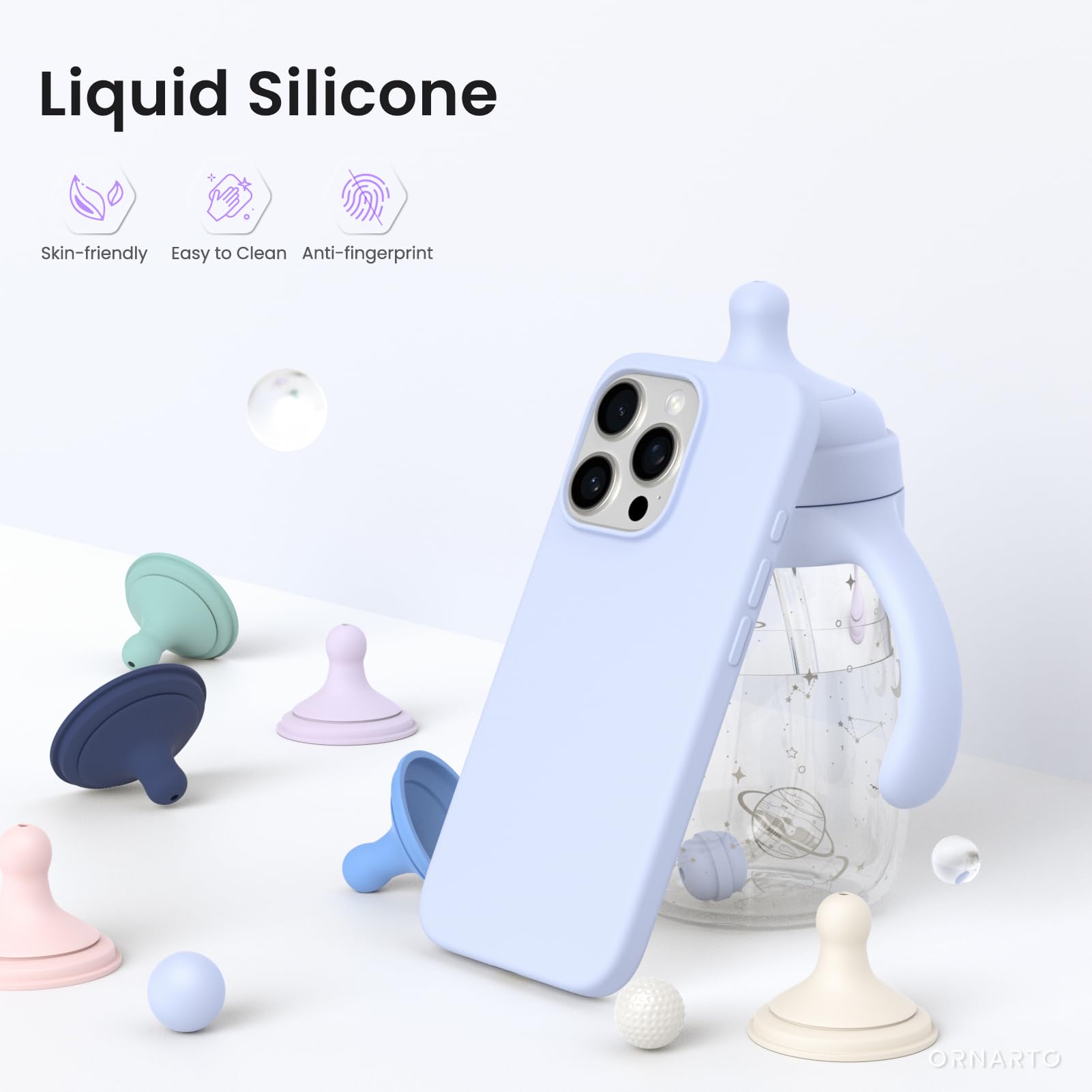 Foto 4 pulgar | Funda De Teléfono Ornarto Compatible Con Iphone 16 Pro Baby Blue - Venta Internacional.