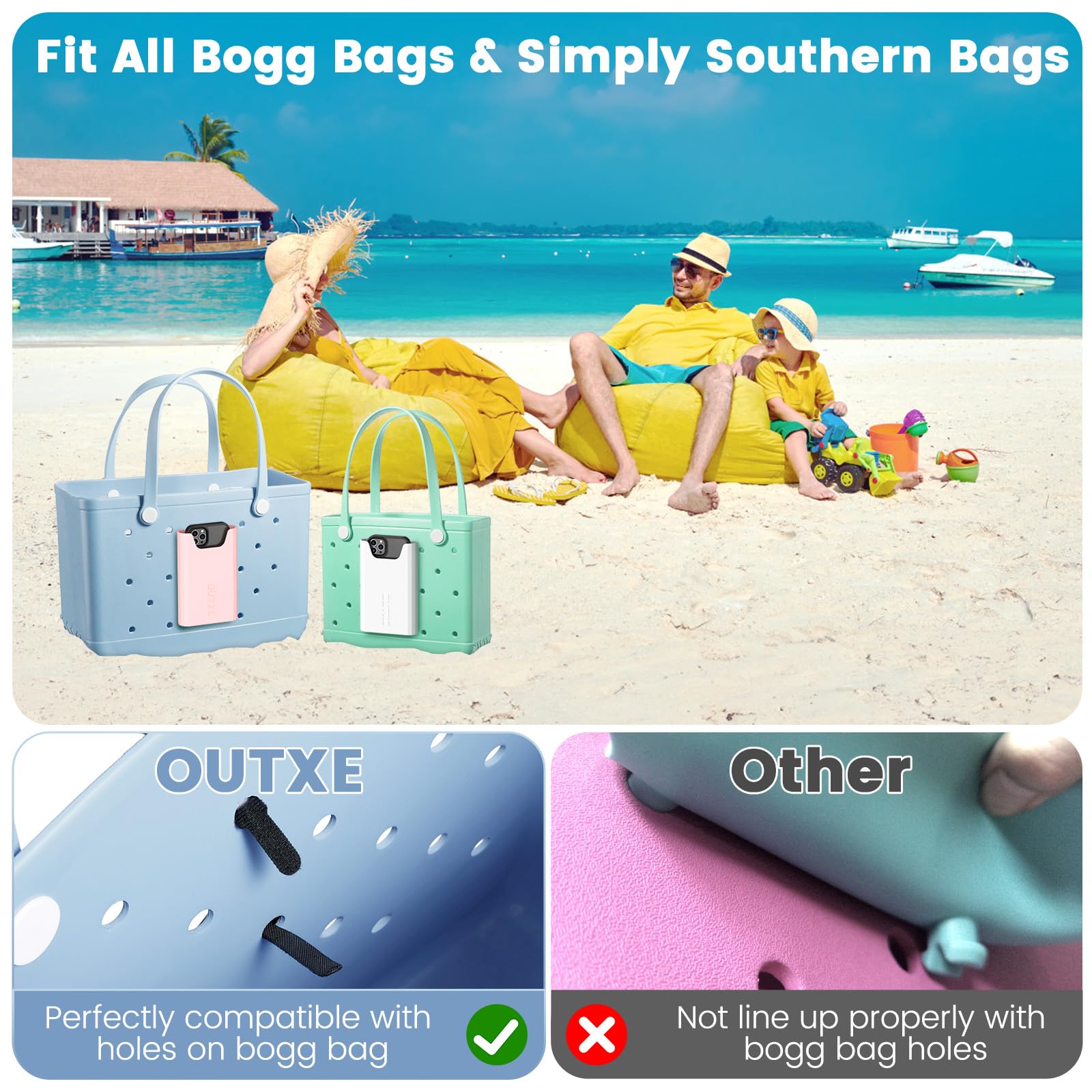 Foto 4 pulgar | Soporte De Teléfono Para Bogg Bag Outxe, Paquete De 2, Blanco Y Rosa - Venta Internacional.