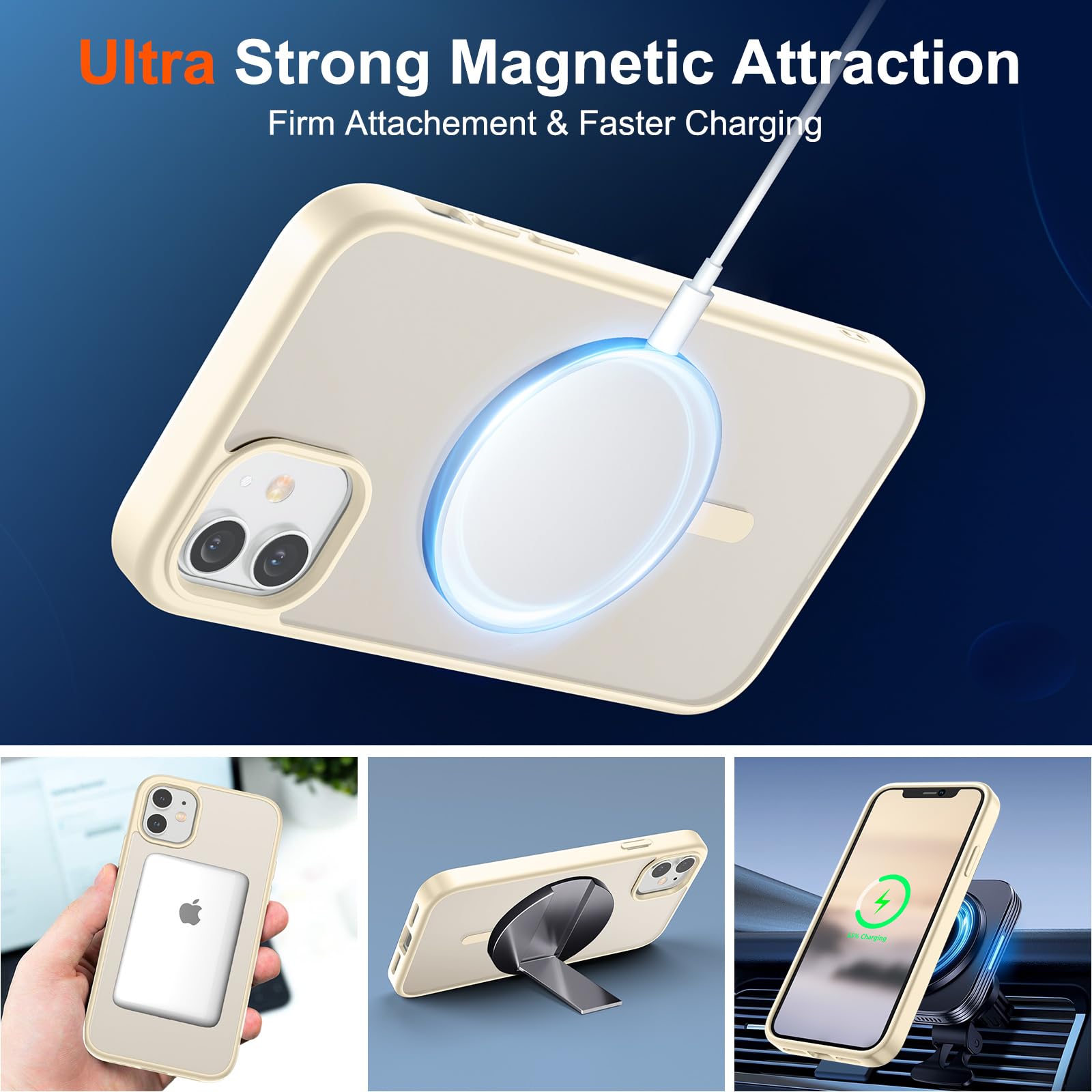 Foto 6 pulgar | Funda Magnética Supfine Para Iphone 11 Con Magsafe, Color Blanco Envejecido - Venta Internacional.