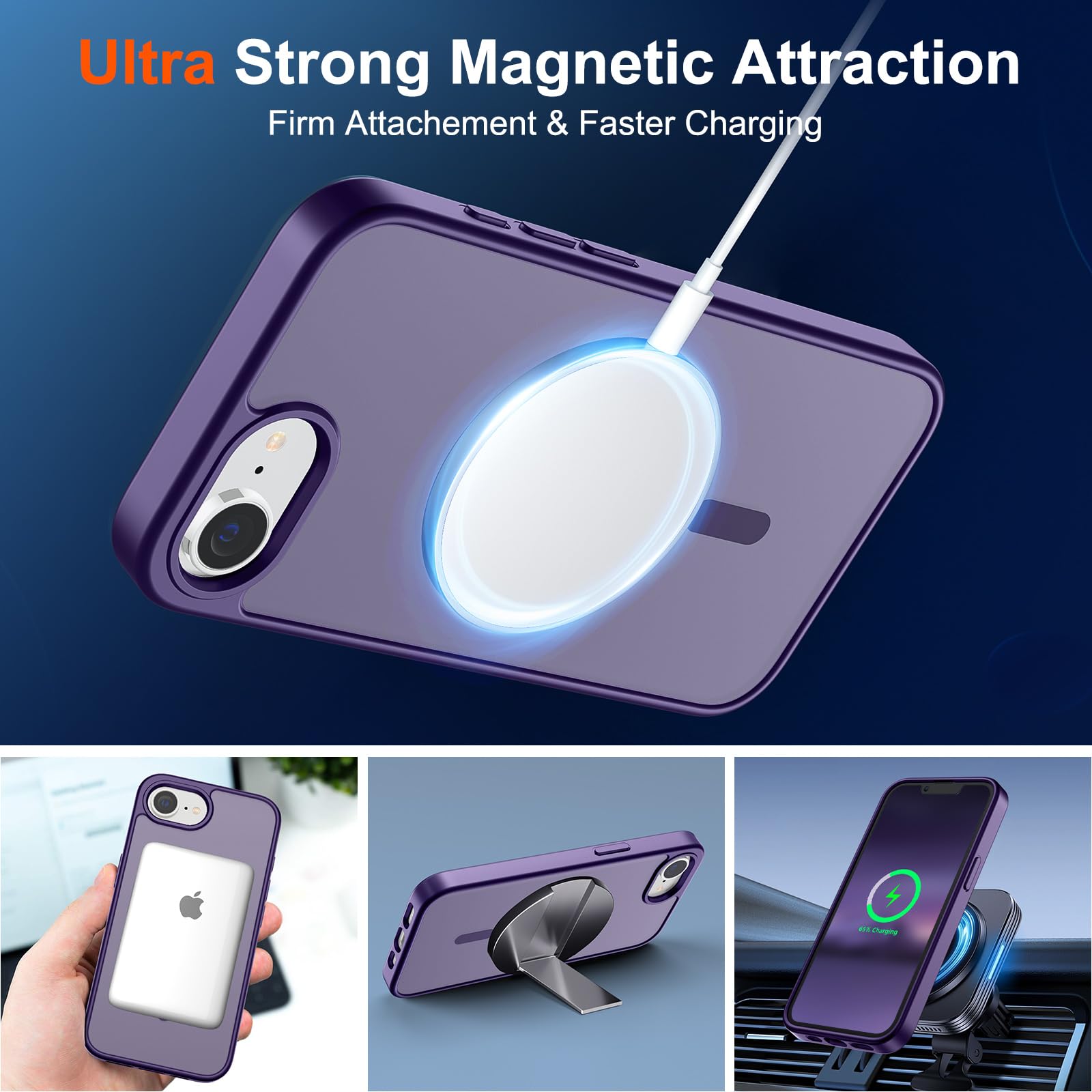 Foto 6 pulgar | Funda Magnética Supfine Para Iphone 16e 2025, Color Morado Oscuro - Venta Internacional.