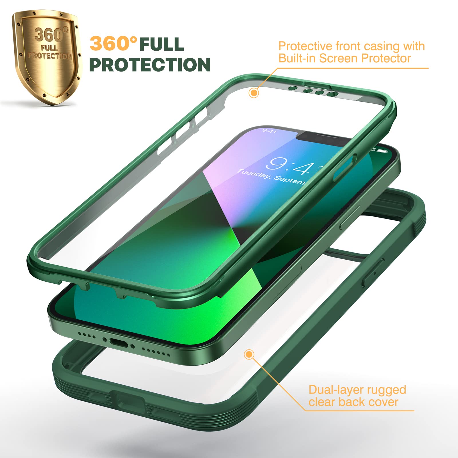 Foto 3 pulgar | Funda De Teléfono Diaclara Diseñada Para Iphone 13 6.1 (verde) - Venta Internacional.