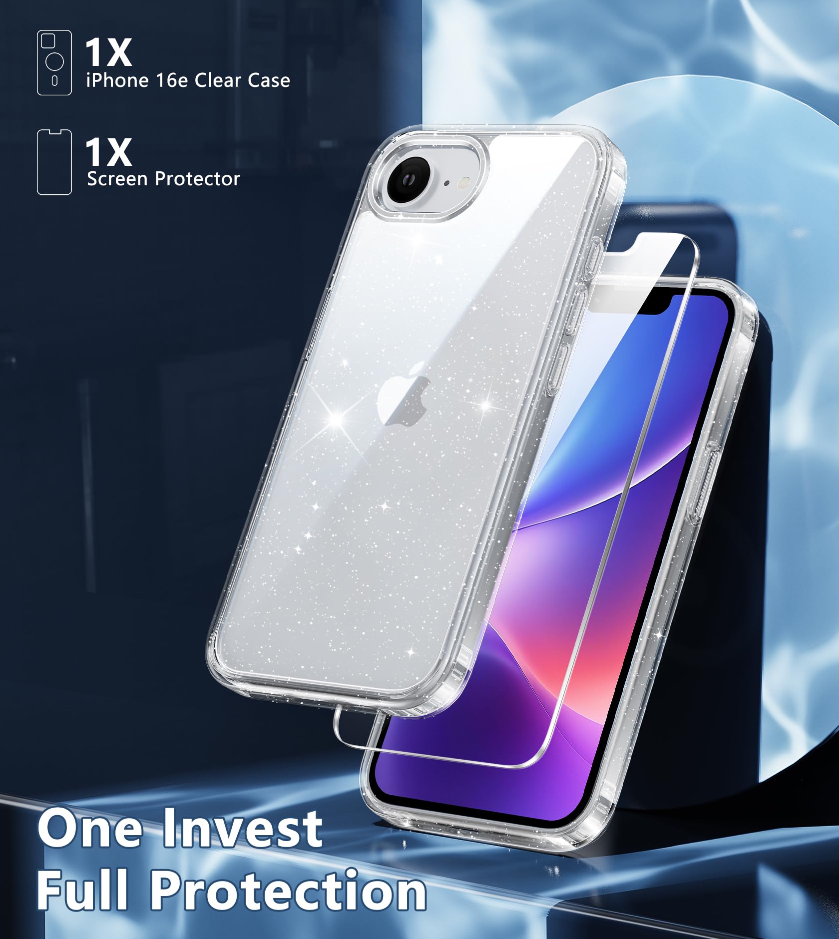 Foto 4 pulgar | Funda De Teléfono Fntcase Para Iphone Se 4 Con Purpurina Transparente - Venta Internacional.