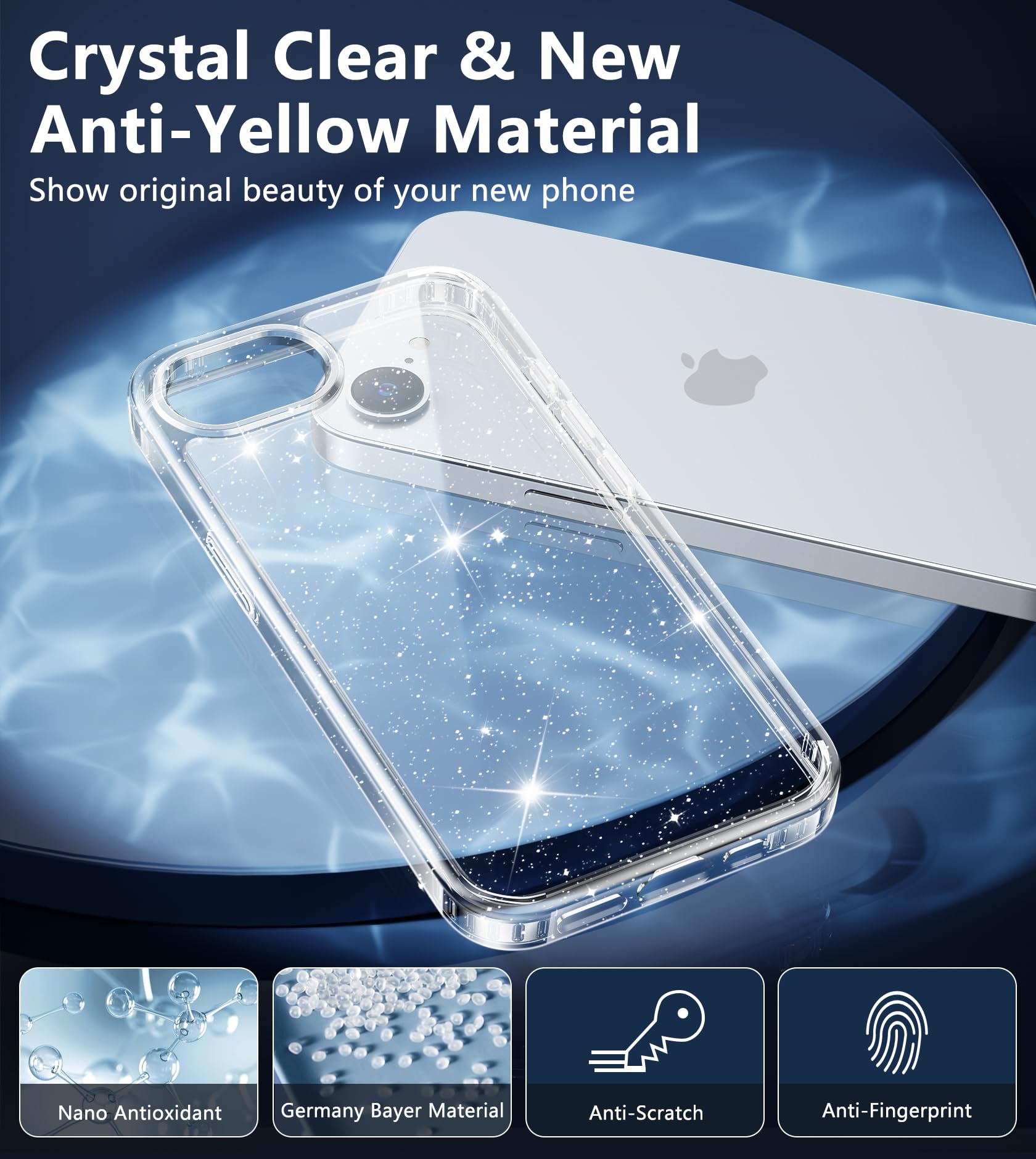 Foto 5 pulgar | Funda De Teléfono Fntcase Para Iphone Se 4 Con Purpurina Transparente - Venta Internacional.