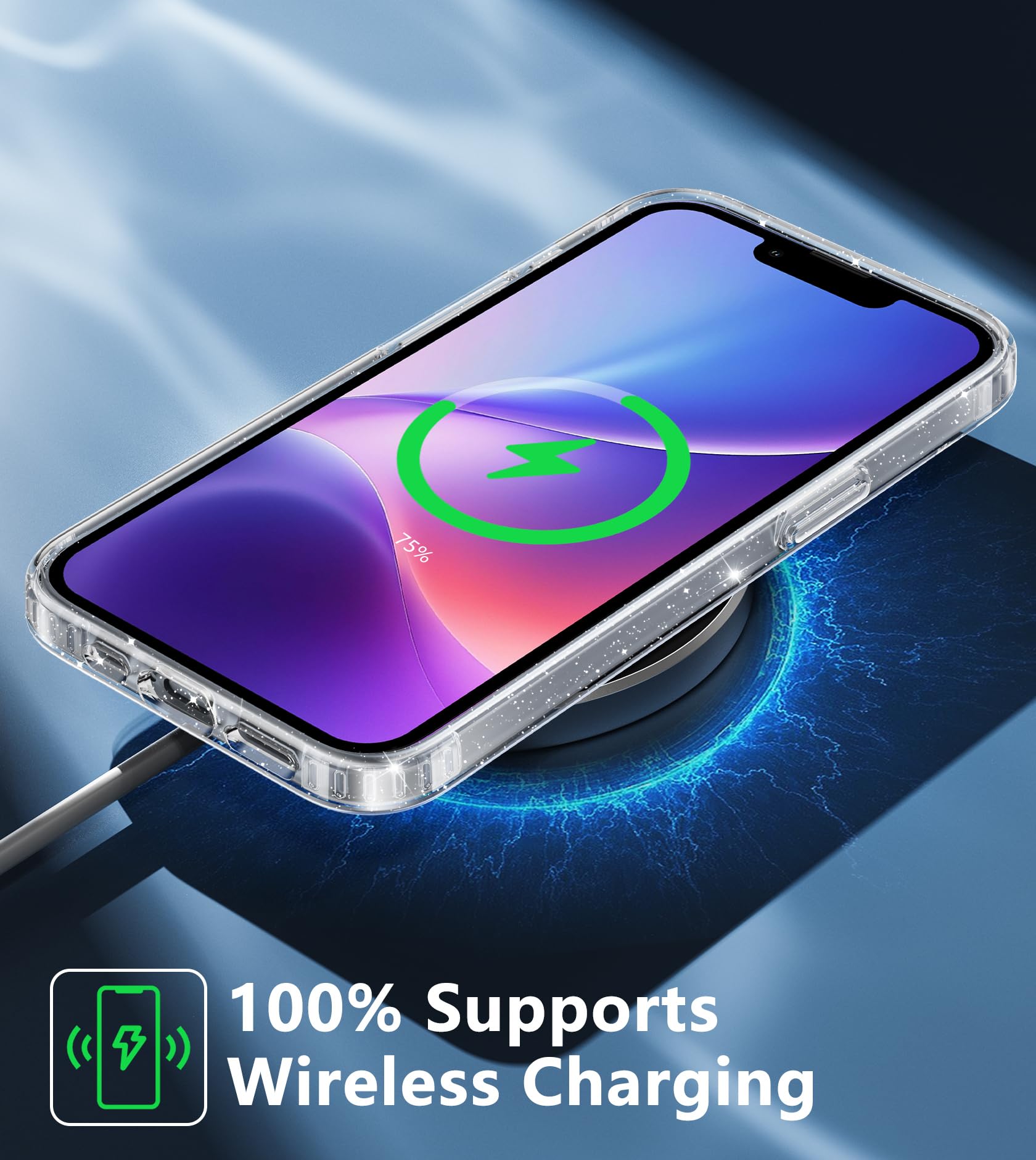 Foto 6 pulgar | Funda De Teléfono Fntcase Para Iphone Se 4 Con Purpurina Transparente - Venta Internacional.