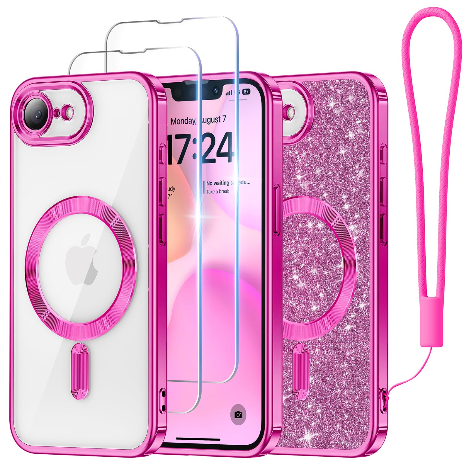 Foto 2 pulgar | Funda De Teléfono Meifigno Diseñada Para Iphone 16e 6.1, Color Rosa Intenso - Venta Internacional.