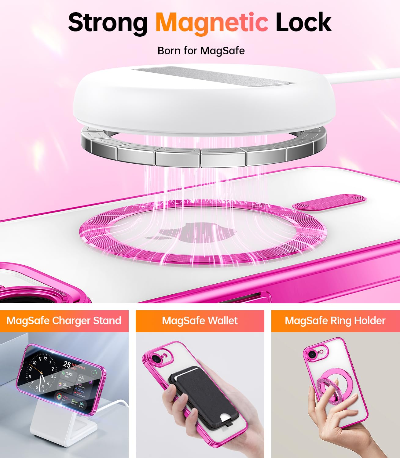 Foto 7 pulgar | Funda De Teléfono Meifigno Diseñada Para Iphone 16e 6.1, Color Rosa Intenso - Venta Internacional.