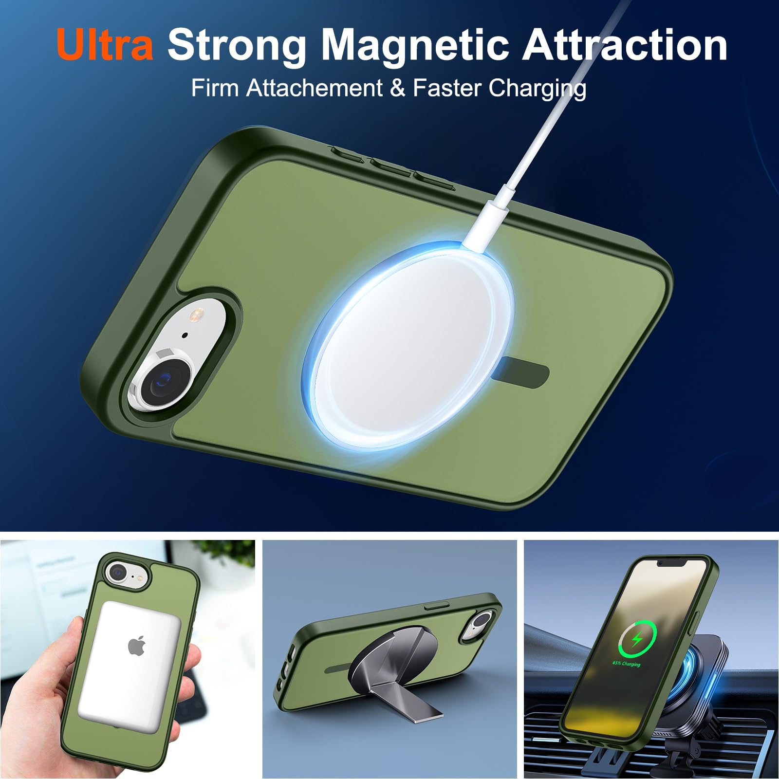 Foto 6 pulgar | Funda Magnética Supfine Para Iphone 16e 2025, Color Verde - Venta Internacional.